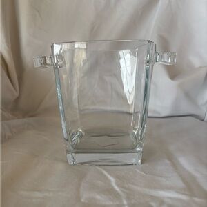 French Crystal Square Handled Ice Bucket